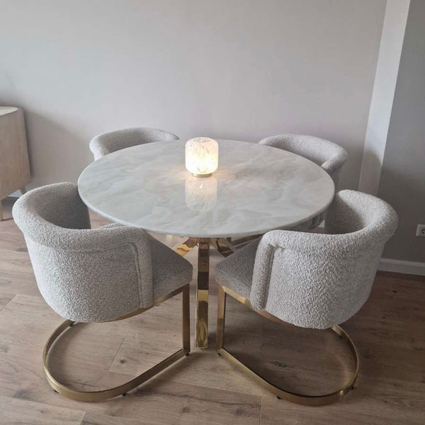 Eettafel goud 130 cm rond 