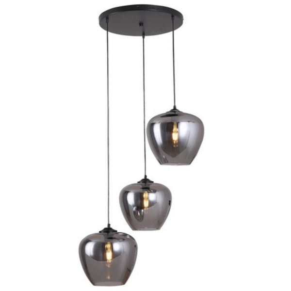 Hanglamp 3 bollen smoke glas appel