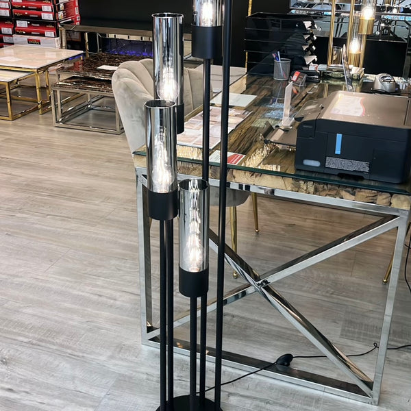 Vloerlamp zwart 5 lichtpunten