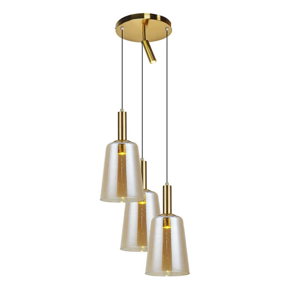 Hanglamp amber glas 3 bollen Rena