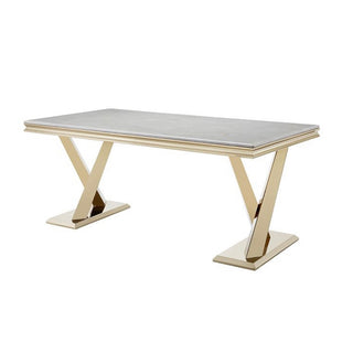 Marmeren eettafel langwerpig goud moderne stijl