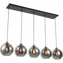 Hangende eettafelverlichting 5 Bollen smoke Glas 