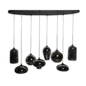 hanglamp boven eettafel met 8 smoke bollen ovaal plaat 