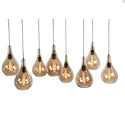 hanglamp eettafel ovaal 8 bollen amber glas