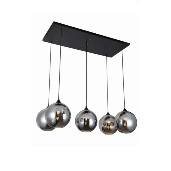 Eettafel hanglamp 5 bollen smoke glas 