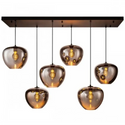 Moderne eettafel hanglamp met 6 verstelbare smoke appel bollen