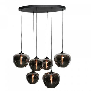 hanglamp ovaal eettafel 5 bollen smoke