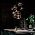 Eettafel hanglamp smoke glas 10 bollen