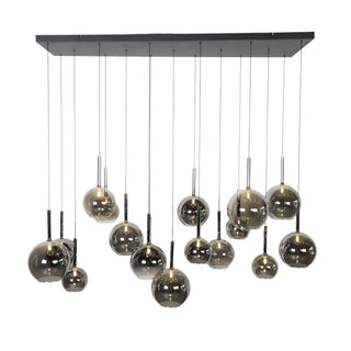 Eettafel hanglamp 17 bollen smoke glas 