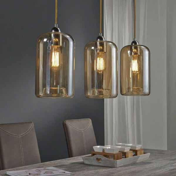 Eettafel hanglamp 3 bollen Amber glas - Mobset Home