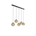 Eettafel hanglamp 5 bollen amber glas