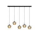 Eettafel hanglamp 5 bollen amber glas