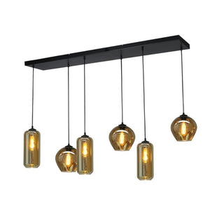 Industriële hanglamp met glazen bollen voor boven de eettafel 