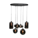 Hanglamp 6 smoke bollen ovaal plaat 